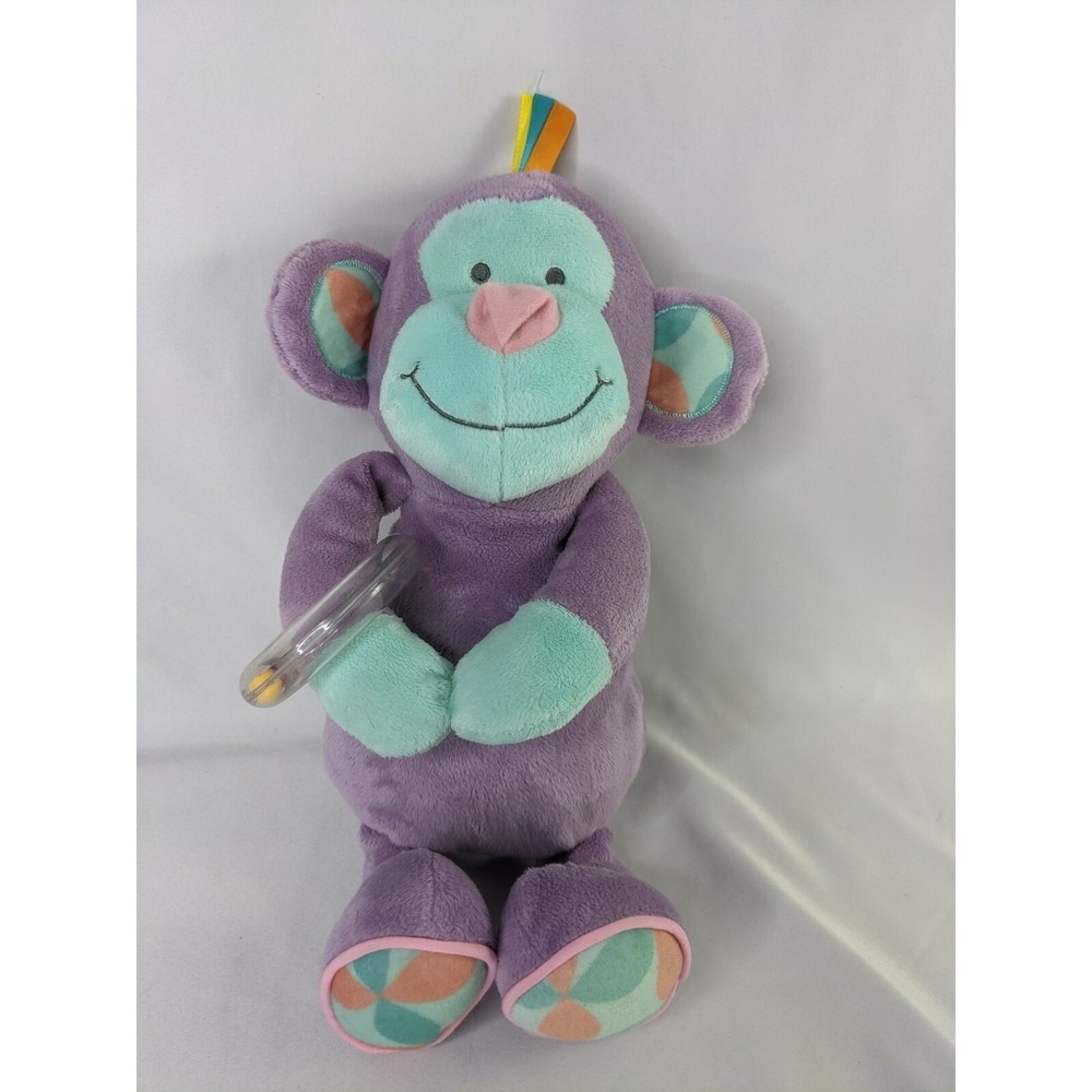Manhattan Toys Purple Monkey Plush Rattle 12 Inch 2014 Stuffed Animal Toy
